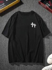 Maglietta semplice e larga stampata, di moda, per uomo in taglie forti, adatta per la primavera/estate