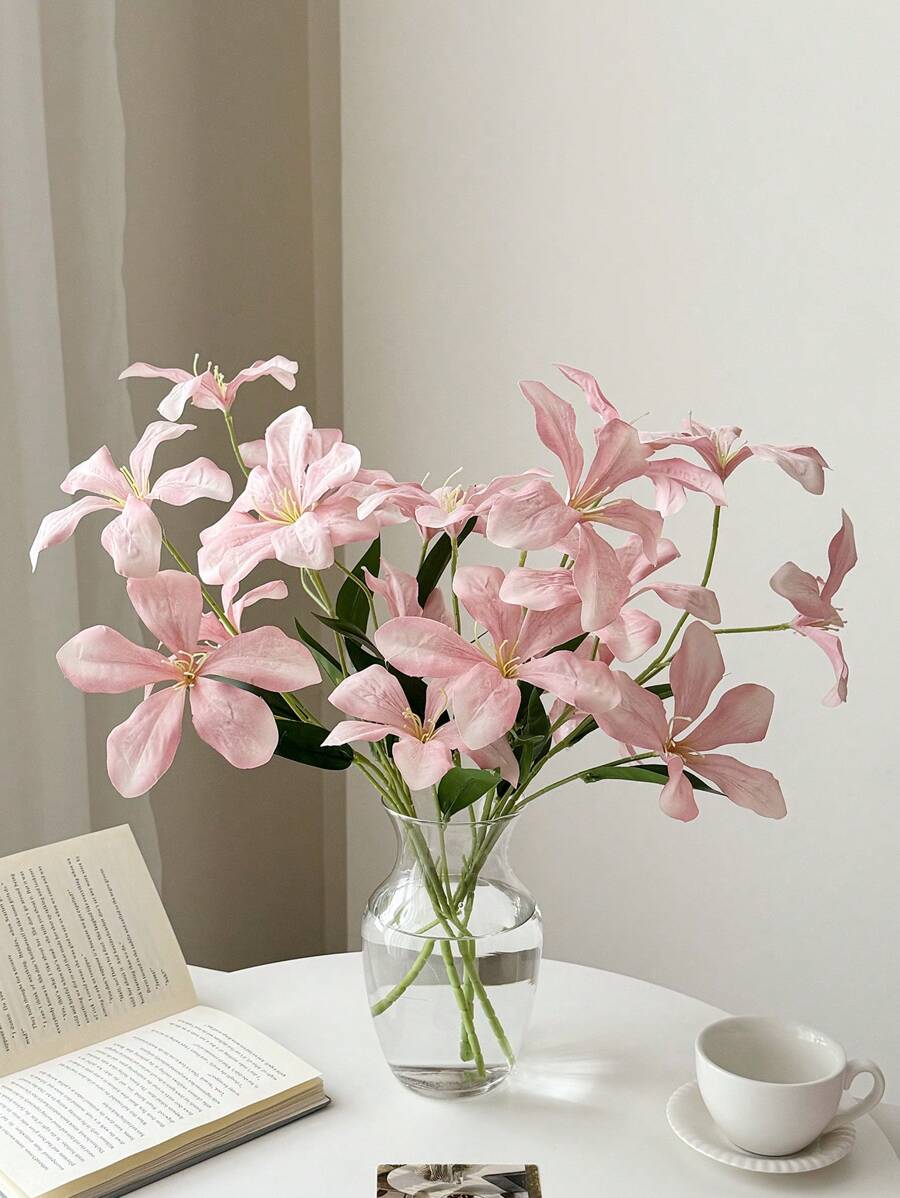 1件/3件家居装饰人造花、人造植物、火焰兰花、人造花、婚礼和酒店装饰、家居背景插花、插花、庭院和花园装饰、人造花、塑料花、客厅和餐桌装饰、花瓶插花 - 彩色 - 查看 1