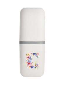 1pc Romantic Flower Initials A-Z White Portable Toothbrush Case, Keep Your Toothbrush Clean And On The Go!Travel Toothbrush Holder, Portable Toothbrush Cup Cover, Suitable For Travel, Camping, Business Travel, And School, Multi-Purpose Toothbrush Cup, Travel Wash Cup - White - View 29