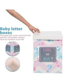 性别揭晓气球套装，包含创意包装盒、背景幕布和性别揭晓气球——适合男孩或女孩的迎婴派对装饰 - 彩色 - 查看 6