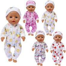 2025新款可爱卡通图案连体衣娃娃衣服，适合14–18英寸婴儿娃娃和36–45厘米新生婴儿娃娃（不含娃娃）
