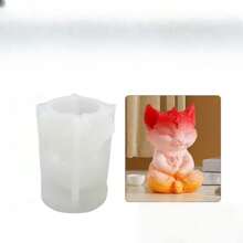 1pc Fox Shape 3D Candle Mold For Meditation, Silicone Plaster Craft Painting Figurine DIY Mold