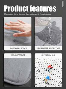 1/3pcs Modern Home Grey Ink Print Bath Mat Set, Flannel Bathroom Toilet Seat Cover, Anti-Slip Absorbent Soft Thickened Bathroom Mat Carpet With U-Shaped Toilet Seat Cover & Lid Cover
