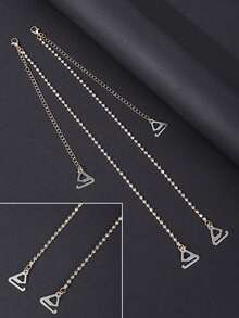 1pc Women's Sparkly Rhinestone Strap Elegant Copper Body Chain, Sexy Invisible Bra Strap Lingerie Accessory, For Rave - Silver - View 9