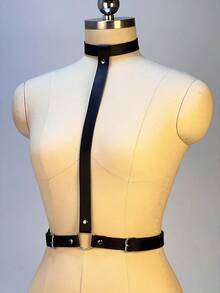 Bộ đồ lót da có dây đeo cho nữ, đồ lót gợi cảm có thể điều chỉnh, trang phục bondage quyến rũ, hoàn hảo cho đồ ngủ và những dịp đặc biệt. - màu đen - Xem 3