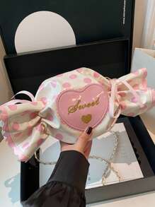 Bolso bandolera con forma de dulce, bolso creativo con diseño de corazón y letra, adecuado para niñas, mujeres, estudiantes universitarios, jóvenes profesionales y trabajadores de oficina, excelente para combinar con atuendos