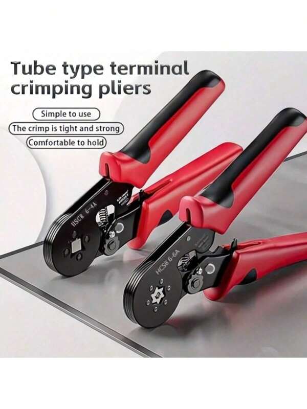 1pc Multifunctional Electrician Crimping Pliers, Adjustable Ratchet Wire Terminals Connector Crimping Tool With Serrated 4-Corner And Hexagon Teeth For 0.25-10mm² And 0.25-6mm² Crimping Range, For Wire Repair, Electrical Equipment, Mechanical Maintenance, Also Called Wire Crimping Pliers, Terminal Pliers, European Tube Crimping Tool, Electrician Tool