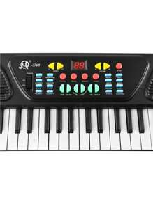1pc 37/61 Key Youth Digital Music Piano Keyboard, Portable Electronic Instrument, Youth Multifunctional Keyboard With Microphone Gift (Black), Birthday Gift Graduation Gift Christmas Gift New Year Gift