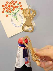1pc Vintage Gold Crown Bottle Opener, Convenient Portable Beer Opener - Gold - View 1