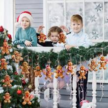 1/24 Bucăți Ornamente de Crăciun din Lemn cu Turtă Dulce - Decorațiuni de Sărbători Durabile și Colorate pentru Acasă și Petrecere, Decorațiuni Agățate Versatile pentru Crăciun, Ziua Recunoștinței, Anul Nou și Alte Sărbători, Figurine de Sărbători pentru Brad, Șeminee și Decorațiuni de Cameră