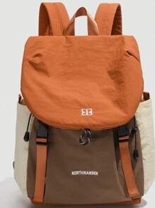 Casual Contrast Color Letter Women Backpack Large Capacity Ladies Fashion Backpack For Travel, Vacation, University Students