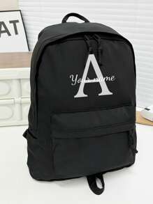 Personalized Name Backpack - Lightweight Large Capacity School And Travel Backpack With Floral Decoration, Adjustable Straps And Zipper Closure, Fabric For College, Commuting, Daily Use, School Backpack, Commuter Bag, Decorative Floral Embellishment, Hand Wash OK, Sturdy Construction