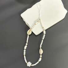 1 buc. Șnur de telefon decorativ cu scoici în stil boem, mărgele de lut și perle artificiale, cadouri pentru mamă, familie, prieteni, ziua de naștere, pandantiv de telefon de sărbători, lanț de telefon