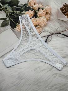 4 piezas/paquete Tanga sexy de cintura baja con encaje multicolor