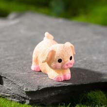 A Cute Resin Micro Landscape Ornament Featuring Animal Figurines Like Puppy, Piglet, And Lamb