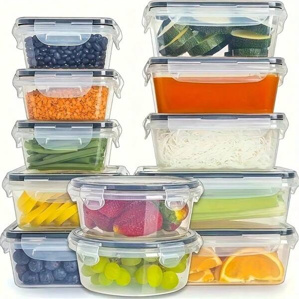 8-Piece Multi-Purpose Clear Food Storage Set, Multiple Sizes, Tight Closing Lids, Keep Freshness - Great For Fruits, Vegetables, Pasta, And More! Keep Food Fresh And Your Kitchen Neat And Organized!