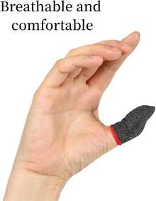 10 Pack Gaming Finger Sleeves, 0.3mm Silver Fiber Dedales Gamer, Smooth Operation, Anti-Sweat, Extremely,Maximum Response,Comfortable Fit, Fit Mobile Phone Tablet Devices - 黑色 - 查看 6