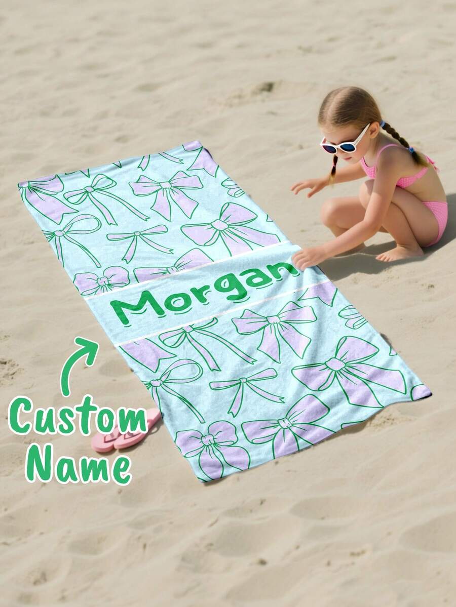 Personalized Kids Beach Towel,Summer Birthday Gift For Kids,Summer Vibes,Girls Beach Trip,Custom Beach Towel,Swimming Pool,Beach Decor - Multicolor - View 1