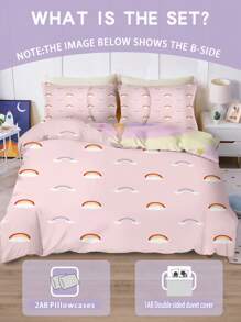 Juego de ropa de cama reversible para cuna Unicornio 1/3 piezas, Juego de funda nórdica con patrones mágicos arcoíris por ambos lados, Artículos esenciales hipoalergénicos para niños