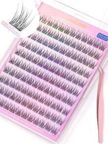 120Clusters Self Adhesive Eyelashes Natural Look Pre Glued Lashes 10-12mm DIY Eyelash Extension Set With Tweezers Wear No Glue Needed Eyelash Suitable For Daily Use Japanese & Korean Makeup Toolslash Clusters,Eyelash Clusters,Individual Eyelashes,Lashes,Fake Lashes - C - View 1