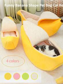 Universal Washable Cartoon Cat House Pet Mat - Soft Winter Warmth, Adorable Banana Nest Design, Easy Clean, Perfect For Your Furry Friends