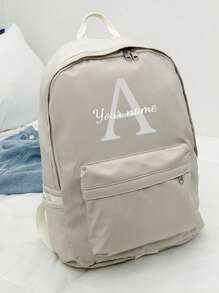 Personalized Name Backpack - Lightweight Large Capacity School And Travel Backpack With Floral Decoration, Adjustable Straps And Zipper Closure, Fabric For College, Commuting, Daily Use, School Backpack, Commuter Bag, Decorative Floral Embellishment, Hand Wash OK, Sturdy Construction
