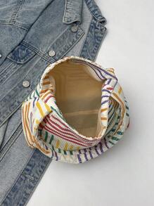 1 pieza Nuevo bolso pequeño cuadrado multicolor de rayas, bolso de hombro, bolso cruzado para mujeres jóvenes, estudiantes y damas de oficina, apropiado para diario, casual, compras, de gran capacidad y adecuado para teléfono, llaves, monedas, paraguas