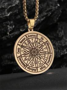 Collier avec pendentif en acier inoxydable, symbole de Salomon, divination mystique, cadeau à la mode et punk pour hommes et femmes