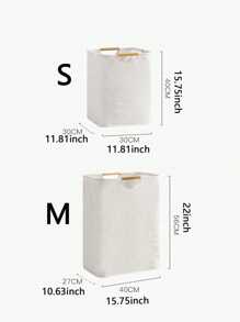 1pc Foldable Wooden Handle Laundry Basket, Collapsible Dirty Clothes Organizer Hamper For Bathroom, Utility Room, Closet, Holds Shirts, Pants, Underwear