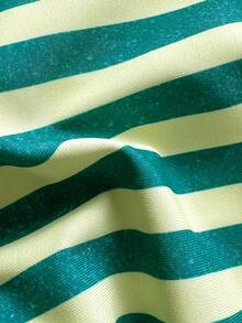 Women's Basic Striped Print Swimsuit, Suitable For Various Occasions From Pool To Beach In Summer, Daily Mini Triangle Bikini Beach Outfit - Dark Green - View 7