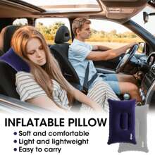 Almohada de viaje inflable ultraligera tamaño A4, almohada de aire de tela de felpa cuadrada pequeña para viajes, fácil de guardar, adecuada para camping, dormir en casa y la oficina, viajes de vacaciones, senderismo, siesta, soporte para el cuello y la cintura