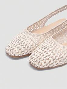 Giày bệt dệt từ sợi raffia cao cấp, thoải mái, thời trang mới của ADAMUMU dành cho nữ, kiểu dáng dễ thương, phù hợp để mang hàng ngày và đi nghỉ xuân/hè. - Màu be - Xem 5