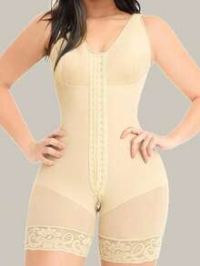 1 件女士塑身连体衣，拉链衬料，修身紧身衣，收腹提腹压缩腰带，适合瑜伽、健身、塑身和所有场合。