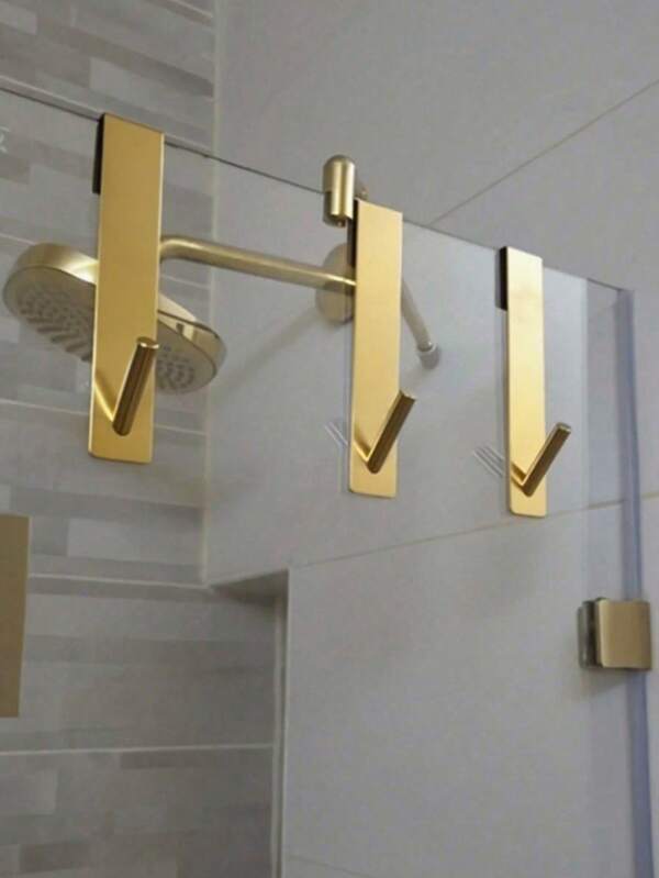 1 peça de barra de toalha de banho em formato de S de aço inoxidável, adequada para porta de vidro, gancho para roupão de banho, cabideiro de parede, cabideiro, cabide para roupas, ganchos para pendurar, cabides, decoração de quarto, cabideiro de porta, cabide de parede, organizador de armário