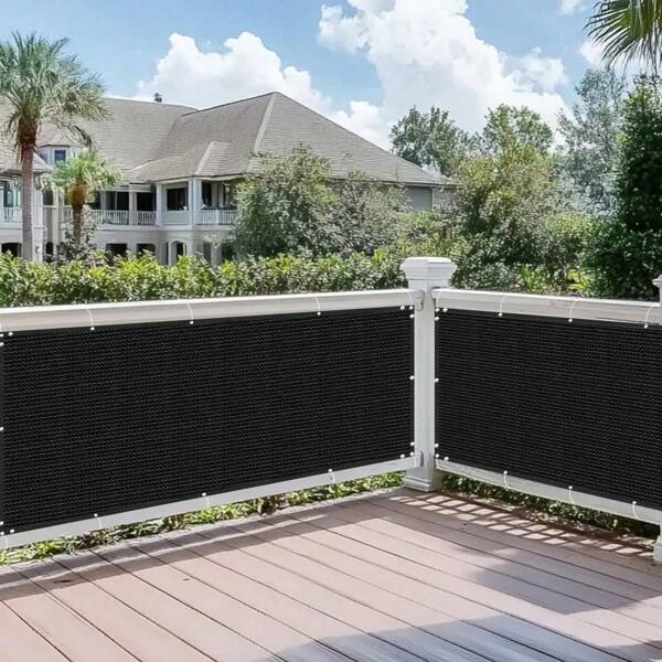 1pc 150GSM Heavy-Duty Privacy Fence Screen, Wind & Dust-Proof Sunshade Mesh Fabric, For Outdoor Patio/Balcony/Pool Deck Enclosure, Black