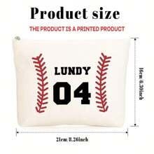 1pc Personalized Baseball-Themed Cosmetic Bag With Custom Name And Number, Ladies' Travel Toiletries Bag, Ladies' Cosmetic Bag, Fashionable And Convenient Cosmetic Bag, Student Stationery Box, Suitable For Daily Commuting, School, And Festival Gifting