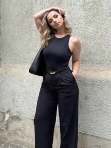 Jeta Ari Maillard modische Pendler-Damenhose mit Tasche, locker geschnitten, gerade