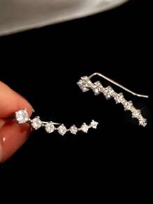 1 Pair Of Exquisite, Elegant, Luxurious, Sparkling Seven Star Earrings, Fashionable And Casual Style, Jewelry Accessories, Suitable For Women's Daily Wear, Holiday Gifts, Ideal Choice For Valentine's Day, Suitable For All Seasons