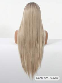 金色渐变色 13*3.5 高清透气透明蕾丝前假发 - 30 英寸超长直发 - 耐热合成假发 - 非常适合日常、派对、舞会 - 女士万圣节服装假发