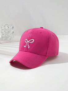 1pc Women's Bow Accent Adjustable Baseball Cap, Casual Outdoor Hat - Black - View 10