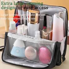 Doresty Makeup Bag,Standing Waterproof Spacious Vertical Make Up Organizer Bag - Blue - View 7