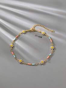 1 Peça Pulseira de Tornozelo Estilo Boho da Moda com Margarida de Cobre, Uso Diário, Acessório para Praia de Férias, Presente Ideal para Aniversário/Feriado