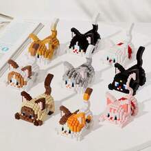 500+Pcs Pet Cat Series Splicing Building Blocks, Cute Cartoon Animal Model, Fashion Assembly Toy, Creative Gift, Home And Office Desktop Decoration - Multicolor - View 4