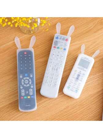 硅胶遥控器套，带可爱兔耳朵 - 适用于电视、空调和其他电子设备 - 无需电池