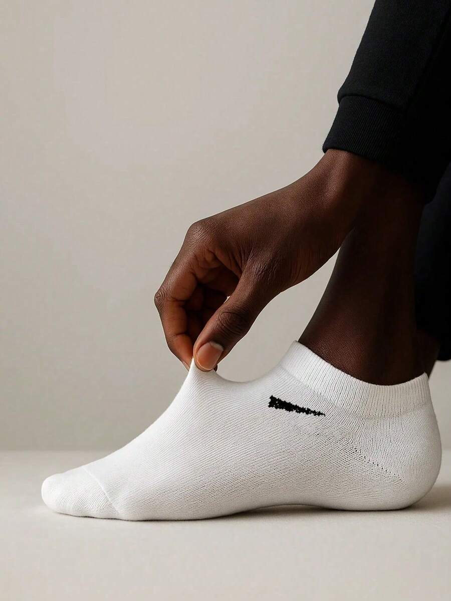 3 Pairs Unisex Black, White & Grey Classic Solid Ankle Socks, Minimalist Design Versatile For Everyday Wear