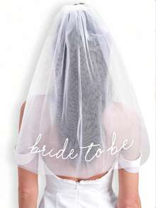 1pc Bride To Be Veil Headband With Comb, Wedding Bridal Veil, Bachelorette Party Accessory - White - View 1