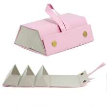 Organisateur pliable de 6 fentes en style vintage de pour lunettes, étui de lunettes de voyage portable, facile à nettoyer, caractéristiques spéciales : sans imprimé, bordures non teintes - accessoire de sac à main - options de couleurs multiples