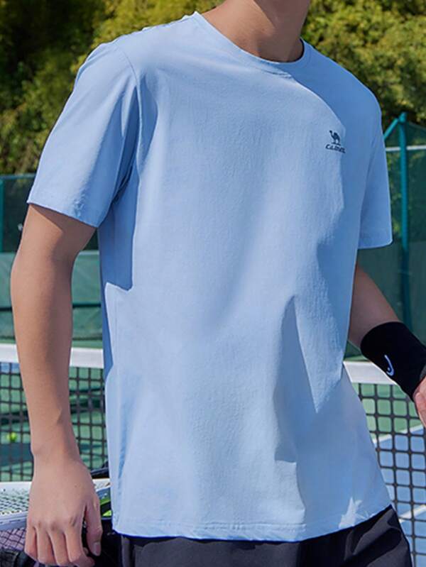 CAMEL CROWN Tricou sport ușor pentru bărbați, cu uscare rapidă și mânecă scurtă, guler rotund de vară