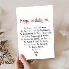 1张，送给男朋友老公的浪漫生日贺卡，送给老婆女朋友的趣味生日贺卡，送给爱人的浪漫生日贺卡，男女通用的恶作剧爱情卡，向爱人表达你的思念，祝我唯一的爱人生日快乐，情人节贺卡（含随机颜色信封） - 彩色 - 查看 4