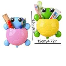 2pcs Animal Toothbrush Rack Turtle Strong Suction Cup Toothbrush Toothpaste Storage Shelf Bathroom Wall Mounted Toothbridge Seat PP+PVC Material Helps You Store Toothbrush Toothpaste Can Also Be Used For Makeup, Brushing, Tableware, Etc. Not Only Practical, But Also Decorates The Wall Space, Making Life Full Of Fun